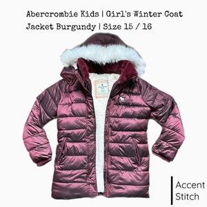 Abercrombie Kids | Girls Winter Coat Jacket Burgundy Cozy Comfy | Size 15 / 16